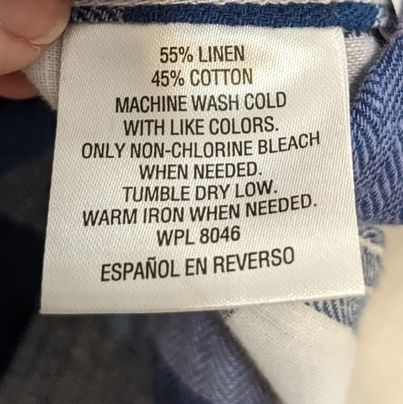 CLUB Room linen cotton blend checkered shirt size Medium - Picture 2 of 5